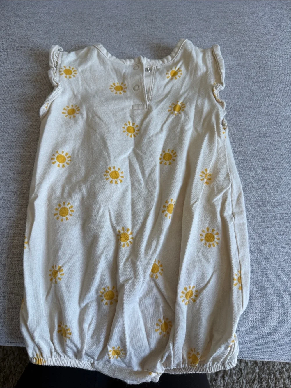 Old Navy Cream Baby Romper with Yellow Sun Print